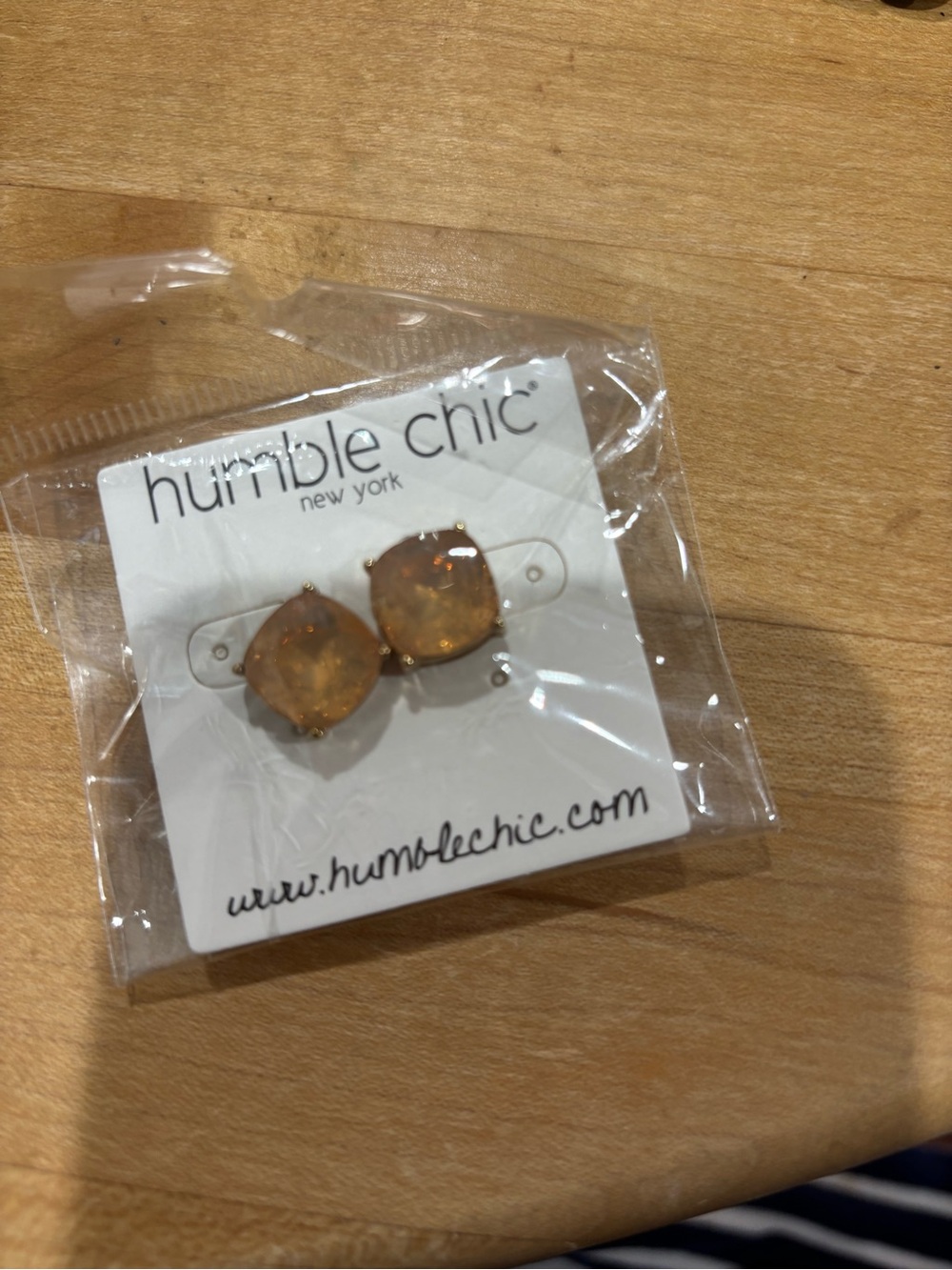 Humble Chic New York Pale Orange Stone Stud Earrings